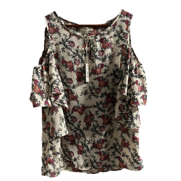 Max Studio Floral Cold Shoulder Top Size Medium MSRP $88 NWT - Picture 1 of 7